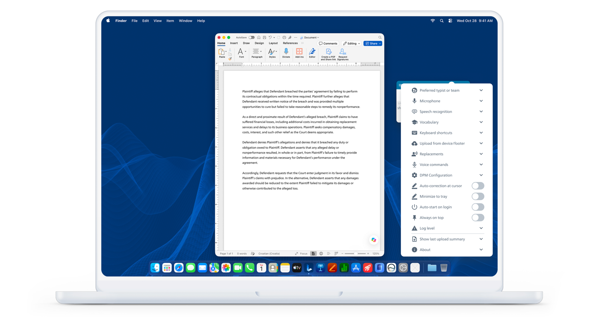 UI image of SpeechLive Legal Direct on a laptop